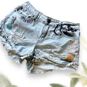 Size 5 Cici Hot Kiss Cut Off Denim Shorts Graffiti Denim Shorts
